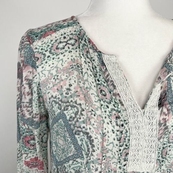 Haute Hippie Boho Peasant Patchwork Print Tunic Top XS Flowy Artsy Lagenlook - Picture 3 of 14